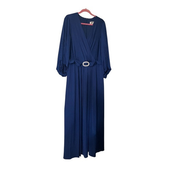 New Eliza J Cobalt Blue Elegant Long Sleeve Dress 16W - Picture 2 of 5